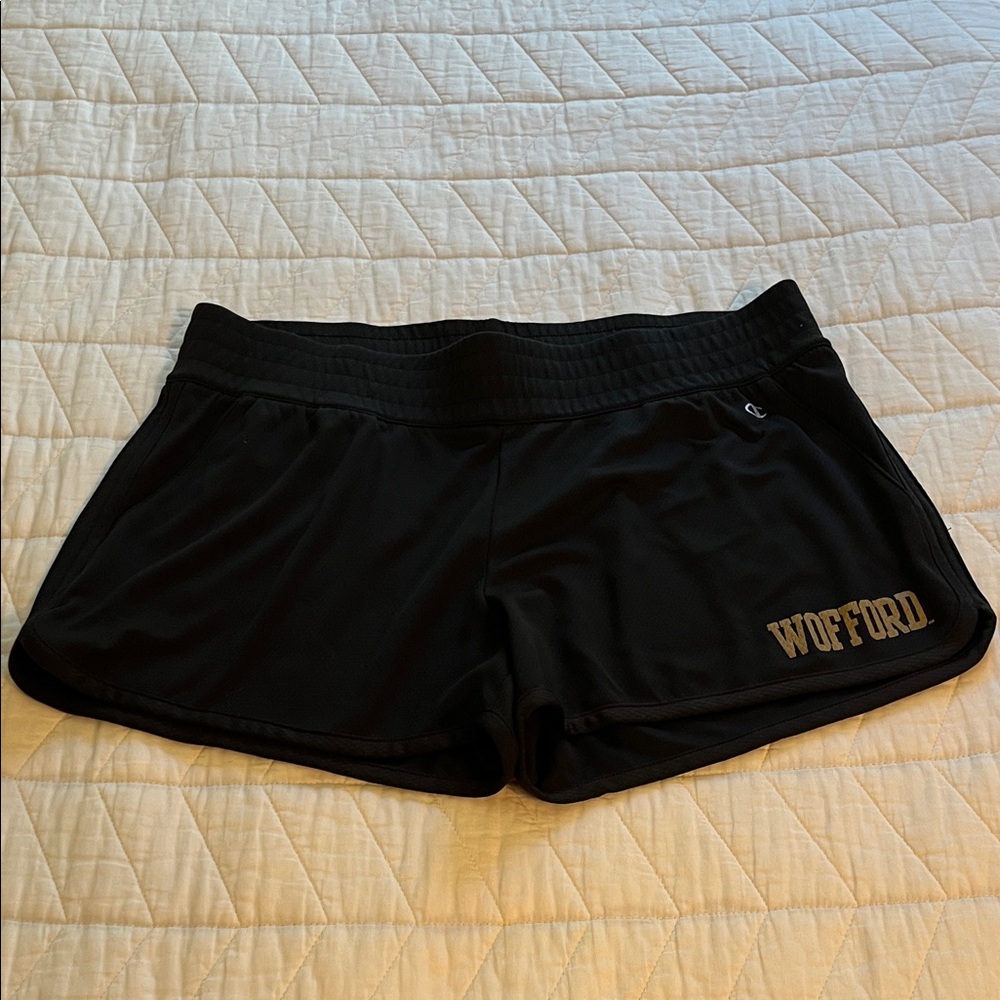 Wofford College Champion Black Athletic Shorts with Elastic Waistband